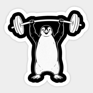 Penguin Lifting Weights Gym Fitness Funny Sticker